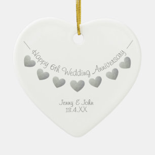De Cerâmica Ornamento cardíaco do 6 Iron Wedding Anniversári