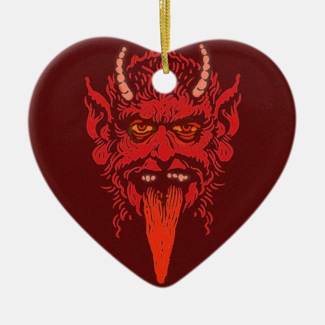 De Cerâmica Ornamento Cardíaco Krampus (Frente)