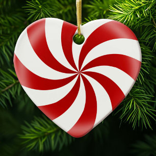 De Cerâmica Ornamento Cardíaco Peppermint Candy