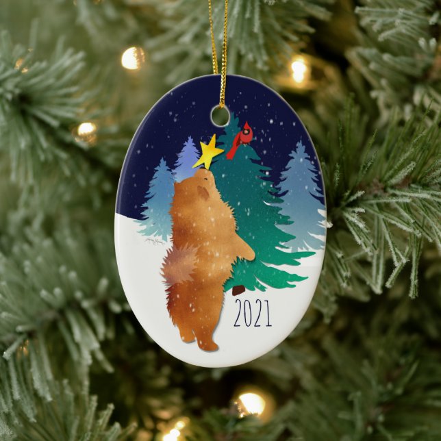 De Cerâmica Ornamento Celestial Chow 2021 (Árvore)