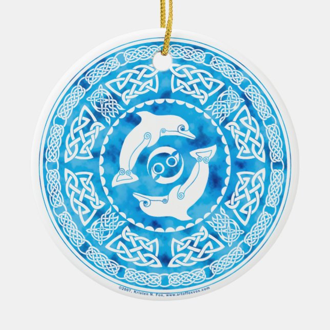 De Cerâmica Ornamento celta dos golfinhos (Frente)