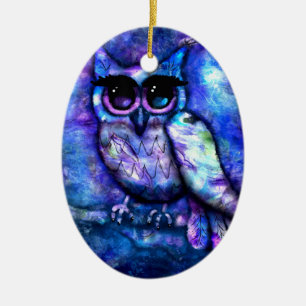 De Cerâmica Ornamento cerâmico Abstrato coruja azul