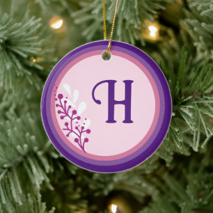 De Cerâmica Ornamento cerâmico - Adicione seu inicial - Roxo
