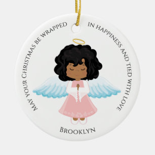 De Cerâmica Ornamento cerâmico anjo multicultural