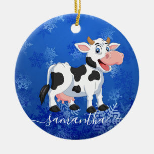 De Cerâmica Ornamento cerâmico azul-vaca feliz