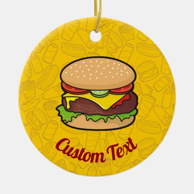 De Cerâmica Ornamento Cerâmico Cheeseburger (Frente)
