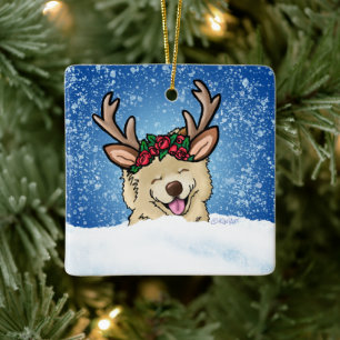 De Cerâmica Ornamento Cerâmico Chow Reindeer