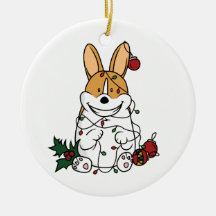 Ornamento cerâmico do Corgi do Natal