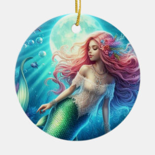 De Cerâmica Ornamento Cerâmico - Pequena Sereia Sob O Mar