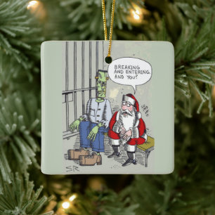 De Cerâmica ornamento cerâmico quadrado do Papai Noel na cadei