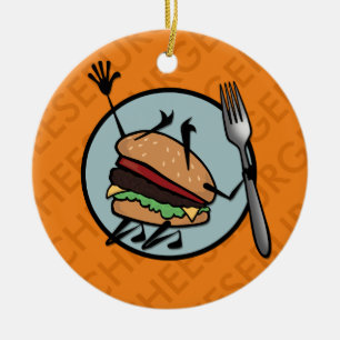 DE CERÂMICA ORNAMENTO CERÂMICO REDONDO DO CHEESEBURGER