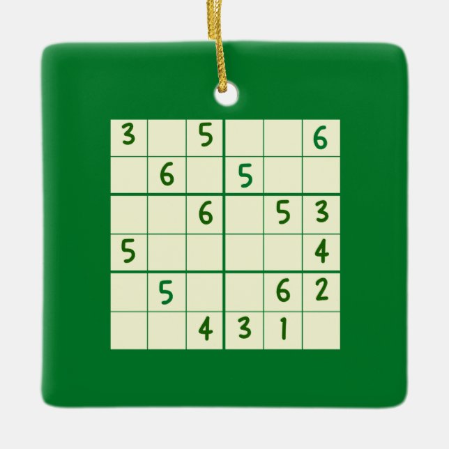 De Cerâmica Ornamento cerâmico Sudoku Quebra-cabeça 6x6 (Frente)