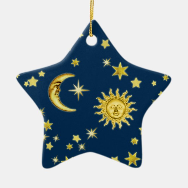 De Cerâmica Ornamento Cerâmico Sun, Lua e Estrelas (Frente)