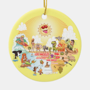 De Cerâmica Ornamento cerâmico Sunny California Round