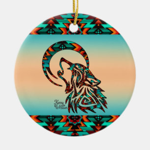 De Cerâmica Ornamento Cerâmico Tribal Wolf
