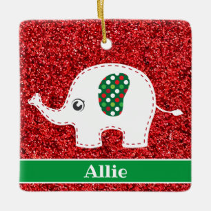 De Cerâmica Ornamento cerâmico vermelho-elefante branco