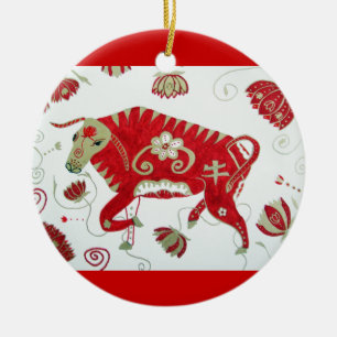 De Cerâmica Ornamento chinês da astrologia do boi