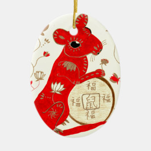 De Cerâmica Ornamento chinês da astrologia do rato