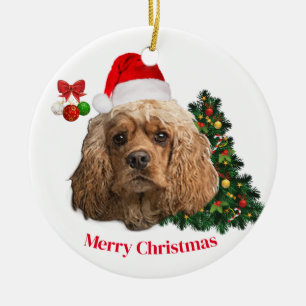 De Cerâmica Ornamento Christma do Cocker spaniel