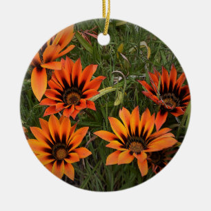 De Cerâmica Ornamento circular Laranja e Gazanias Negra