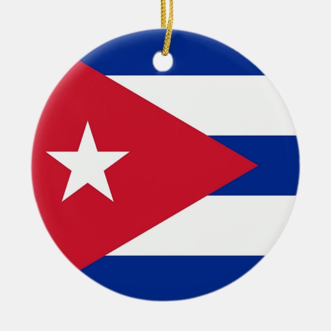 De Cerâmica Ornamento com bandeira cubana (Frente)