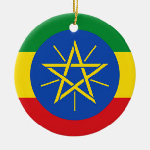 De Cerâmica Ornamento com bandeira da Etiópia