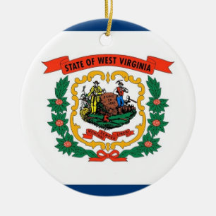 De Cerâmica Ornamento com bandeira da Virgínia Ocidental