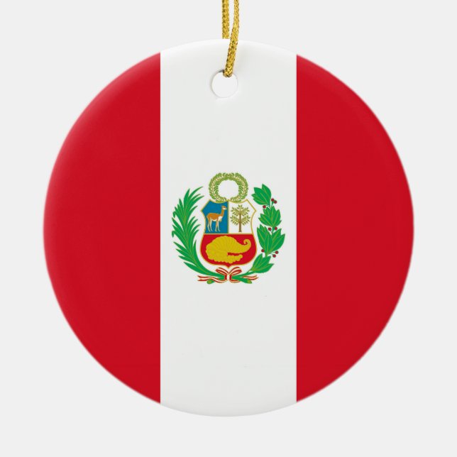 De Cerâmica Ornamento com bandeira do Peru (Frente)
