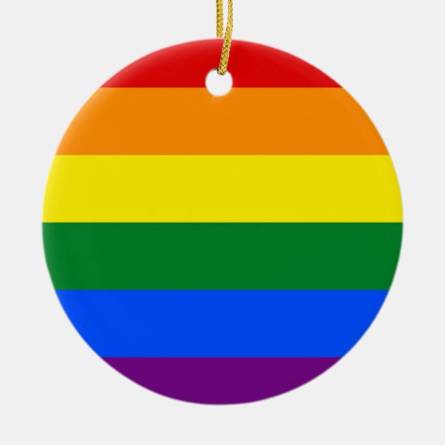 De Cerâmica Ornamento com bandeira LGBT Arco-íris (Frente)