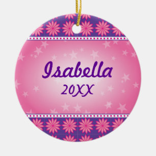 De Cerâmica Ornamento cor-de-rosa da foto da menina da