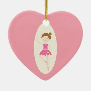 De Cerâmica Ornamento cor-de-rosa do coração da bailarina 1