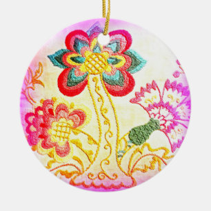 De Cerâmica ornamento cor-de-rosa do coração do amarelo da