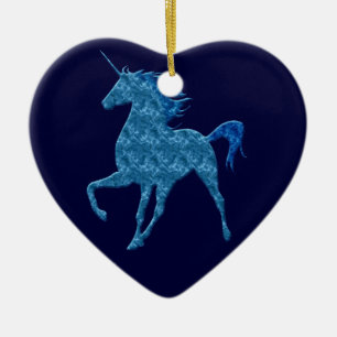De Cerâmica Ornamento Coração Unicórnio Azul