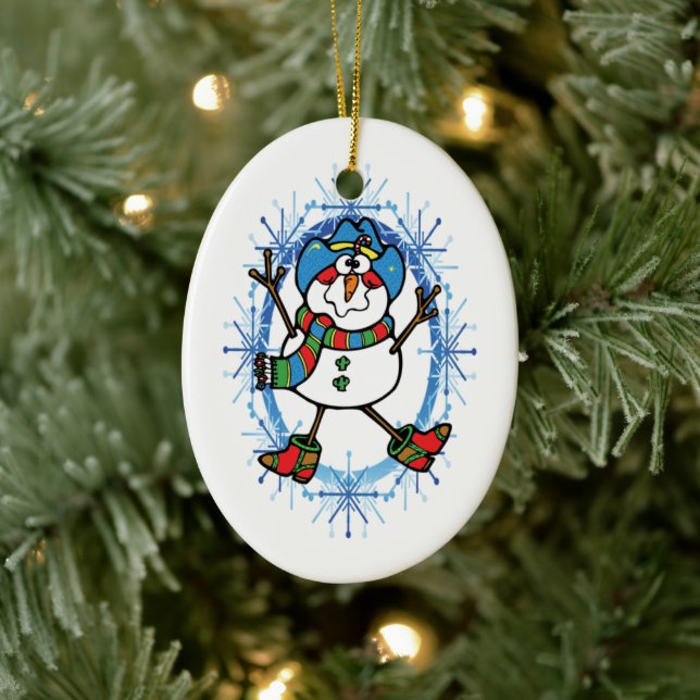 De Cerâmica Ornamento Cowboy Snowman (Árvore)