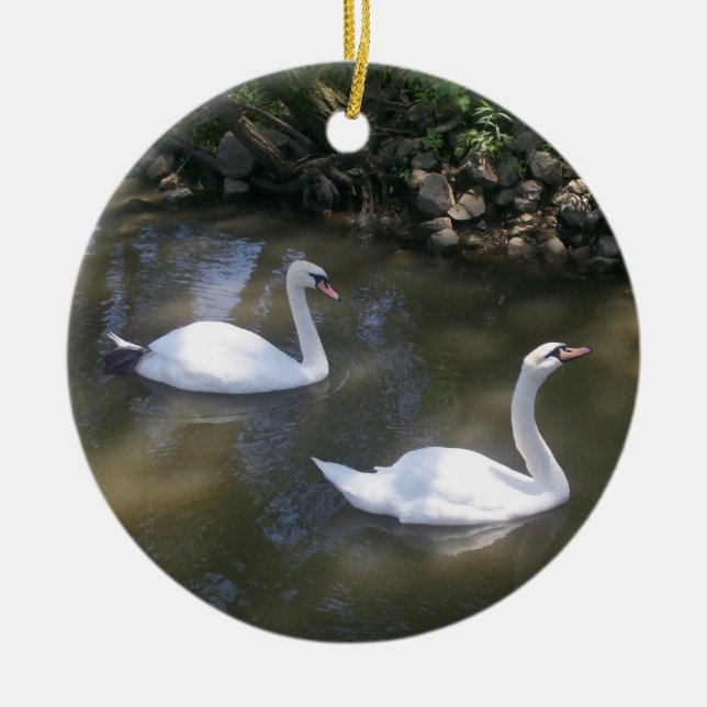 De Cerâmica Ornamento curioso das cisnes (Frente)