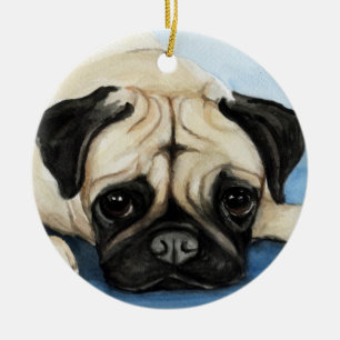 De Cerâmica Ornamento da arte do cão do Pug