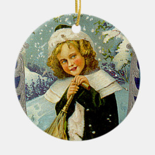 De Cerâmica Ornamento da arte do Natal do Victorian do vintage