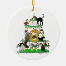 De Cerâmica Ornamento da árvore do gato do Natal