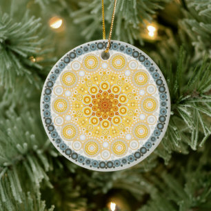 De Cerâmica Ornamento da Citrina Mandala, Novembro Birthstone