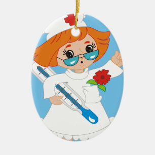 De Cerâmica Ornamento da enfermeira redondo