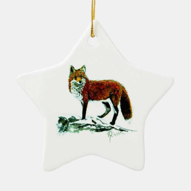 De Cerâmica Ornamento da estrela do Fox vermelho (Frente)