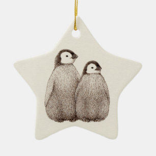 De Cerâmica Ornamento da estrela dos irmãos do pinguim do beb