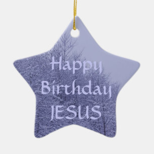 De Cerâmica Ornamento da estrela, feliz aniversario Jesus
