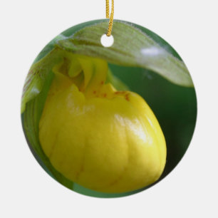 De Cerâmica Ornamento da Flor Amarelo Lady Slipper