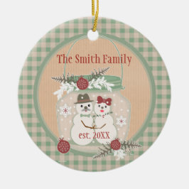 De Cerâmica Ornamento da foto do Natal do casal feito sob