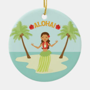 De Cerâmica Ornamento da Garota Luau Hula Cuta Havaiana