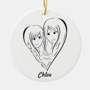 De Cerâmica Ornamento da mãe e da filha * mãos do coração 