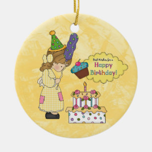 De Cerâmica Ornamento da menina do aniversário