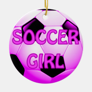 De Cerâmica Ornamento da menina do futebol