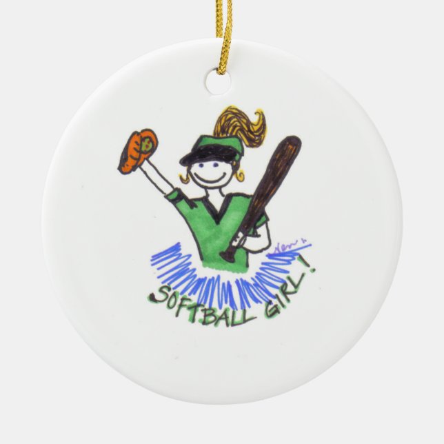 De Cerâmica Ornamento da menina do softball (Frente)